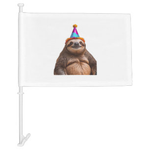 Chunky Sloth birthday party hat gift funny meme pr Car Flag