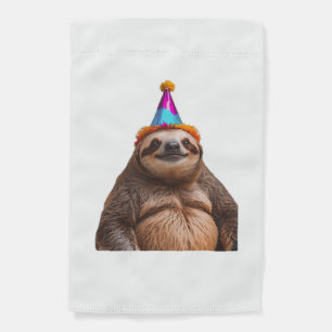 Chunky Sloth birthday party hat gift funny meme pr Garden Flag
