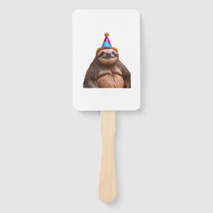 Chunky Sloth birthday party hat gift funny meme pr Hand Fan