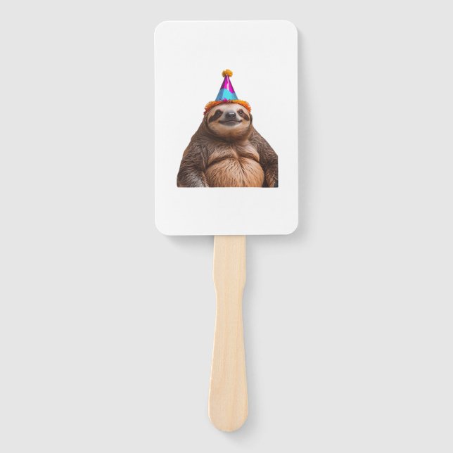 Chunky Sloth birthday party hat gift funny meme pr Hand Fan (Front)