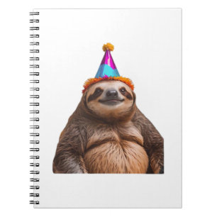 Chunky Sloth birthday party hat gift funny meme pr Notebook