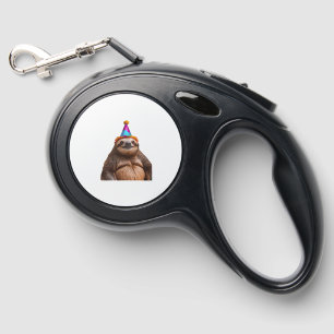 Chunky Sloth birthday party hat gift funny meme pr Retractable Pet Leash