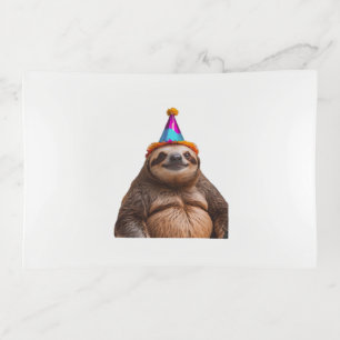 Chunky Sloth birthday party hat gift funny meme pr Trinket Tray