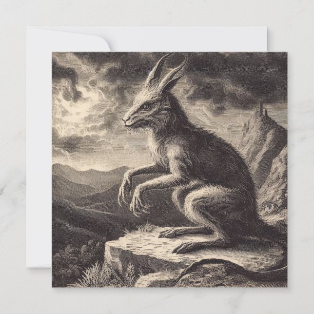 Chupacabra Antique Illustration Horror  Card (Front)