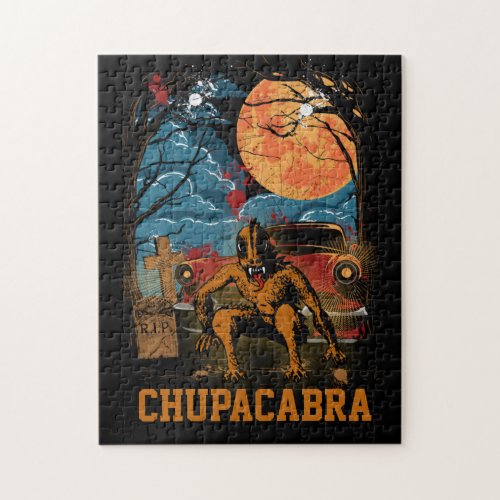 Chupacabra Cryptid Creature Customizable Text Post Jigsaw Puzzle