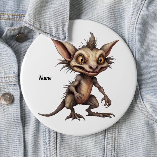 Chupacabra Gremlin Hybrid Illustration Button (In Situ)