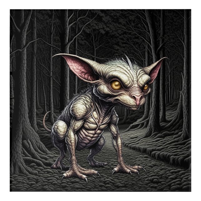 Chupacabra in the Woods Cryptid Acrylic Print (Front)