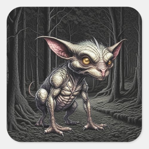 Chupacabra in the Woods Cryptid Square Sticker