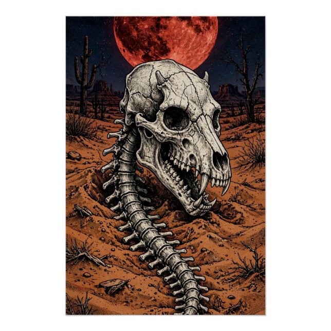 Chupacabra Skull — Desert Night Poster (Front)