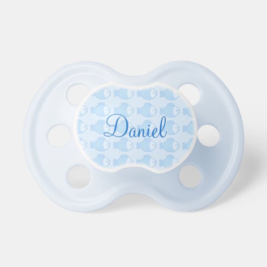 Chupete fish in the sea and blue bottom with name pacifier (Front)