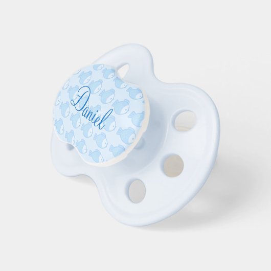 Chupete fish in the sea and blue bottom with name pacifier (Front Right)