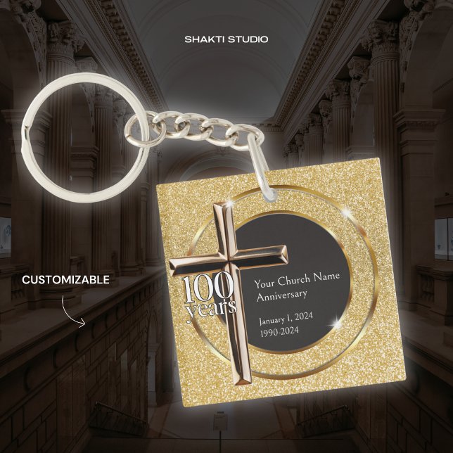 Church 100 Years Anniversary Event Souvenir Square Keychain (Creator Uploaded)