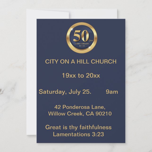 Church 50th annivesary Invitation (Front)