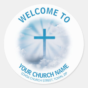 Church Address Welcome Pack Classic Round Sticker