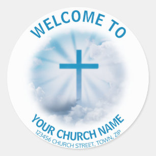 Church Address Welcome Pack Classic Round Sticker