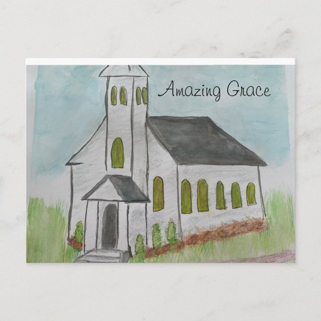 Church Amazing Grace- Hand painted print Postcard (Front)