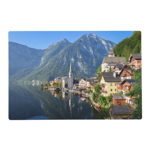 Church and village of Hallstatt Austria with Alps Placemat