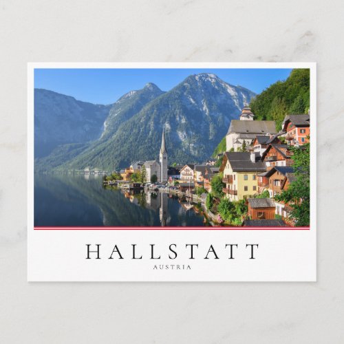Church and village of Hallstatt Austria with Alps Postcard