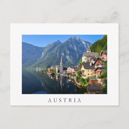 Church and village of Hallstatt Austria with Alps Postcard
