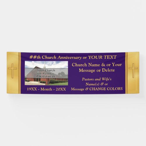 Church Anniversary Banners Your Text Photo Color