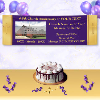 Church Anniversary Banners Your Text, Photo, Color