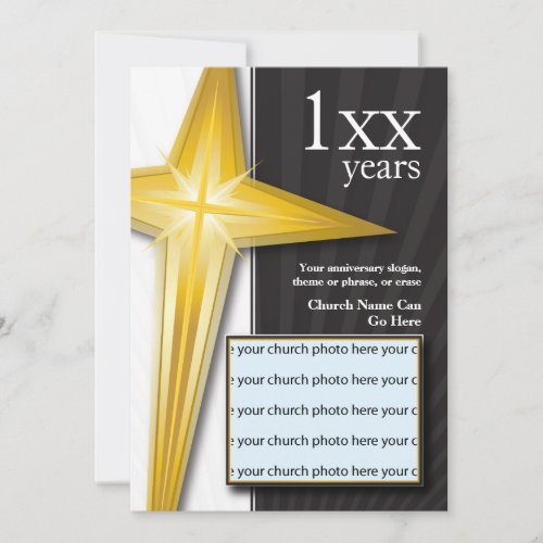 Church Anniversary Golden Cross Invitation