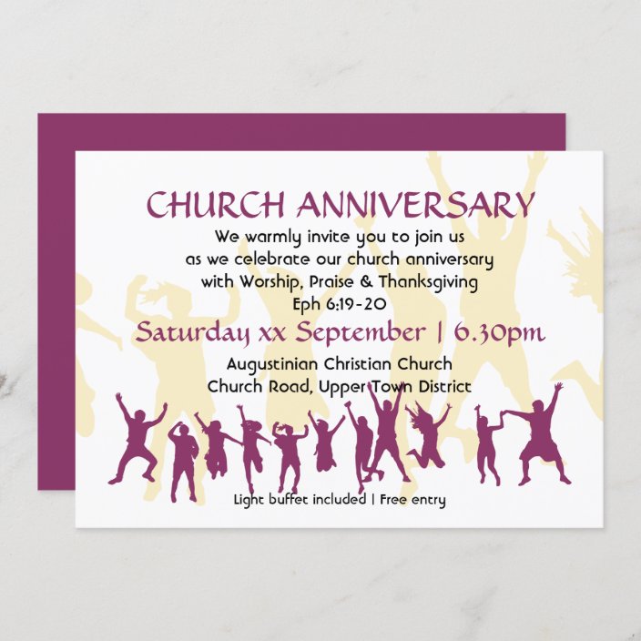 CHURCH ANNIVERSARY Modern Customizable Burgundy Invitation
