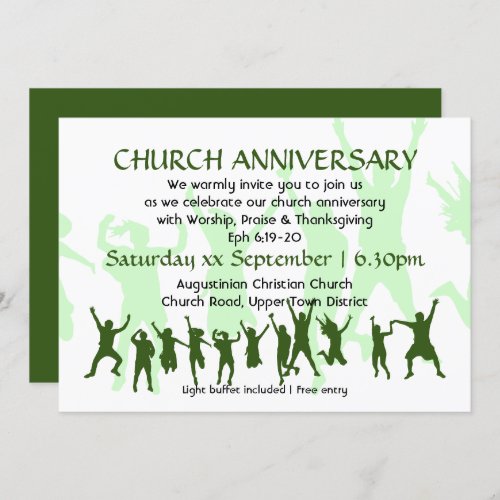 CHURCH ANNIVERSARY Modern Customizable Green Invitation