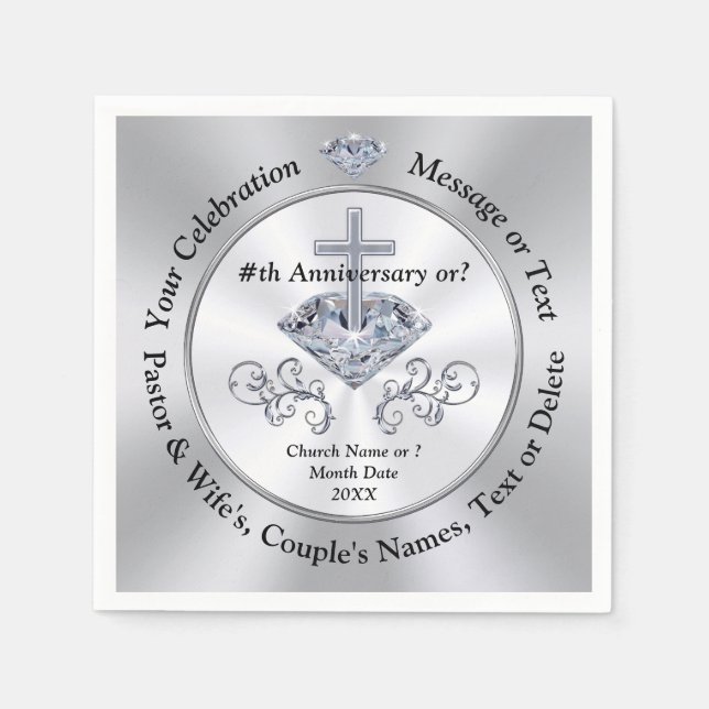 Church Anniversary Napkins, Pastor Appreciation,  Napkins (Front)