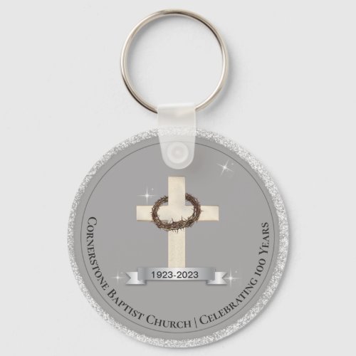 Church Anniversary Souvenir Party Favors Silver Keychain