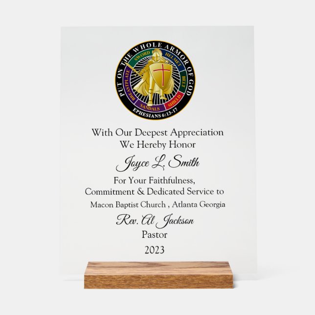 Church Appreciation Acrylic Sign (Front)