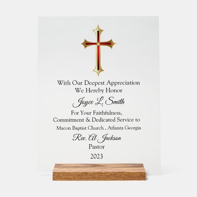 Church Appreciation Acrylic Sign (Front)