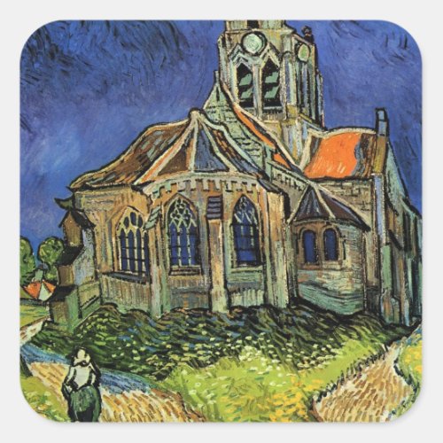 Church at Auvers by Vincent van Gogh Square Sticker