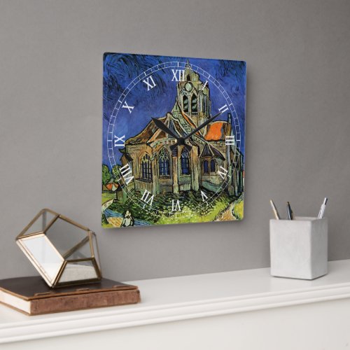 Church at Auvers by Vincent van Gogh Square Wall Clock