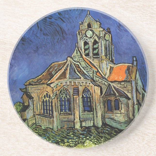 Church at Auvers-sur-Oise by Vincent van Gogh Sandstone Coaster (Front)
