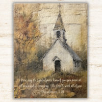 Church Autumn Woods Watercolor Scripture Religious