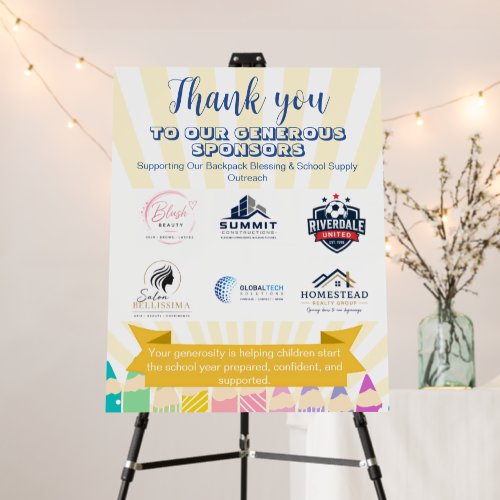 church Back to School Sponsor Appreciation Foam Board