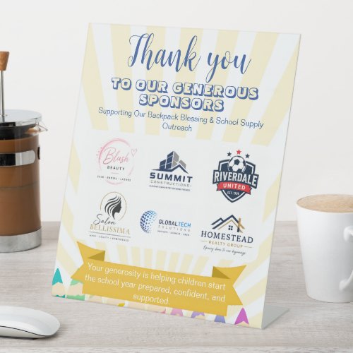 church Back to School Sponsor Appreciation Pedestal Sign