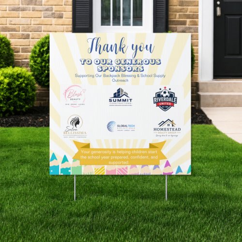 church Back to School Sponsor Appreciation Sign
