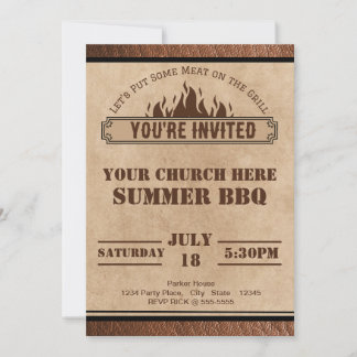 Church BBQ Invitation, Summer Cookout, Potluck Invitation
