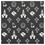 Church Bible Cross Christian Jesus Pattern Black Fabric