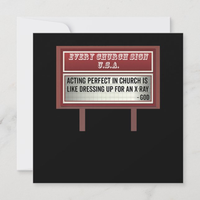 Church Billboard Signs Christian Joke Acting Thank You Card (Front)