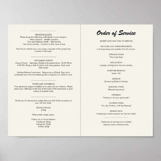 Church Bulletin Poster (Front)