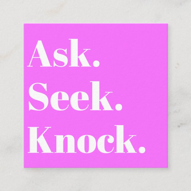 Church Business QR code Promotional Pink Square Business Card (Front)