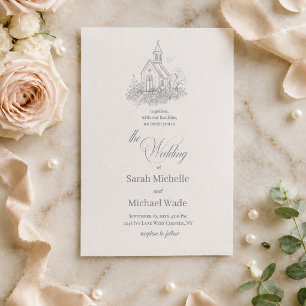 Church Calligraphy Wedding Invitation