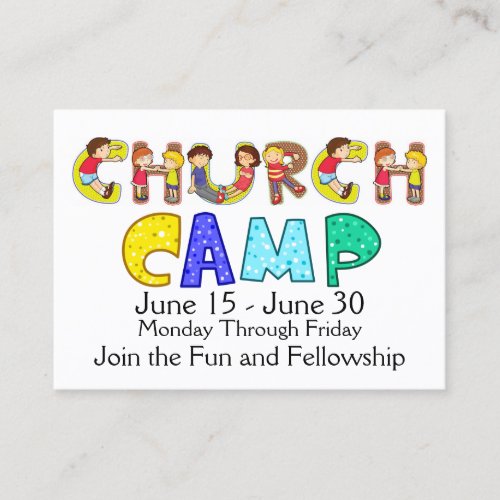 Church Camp  Events Business Card