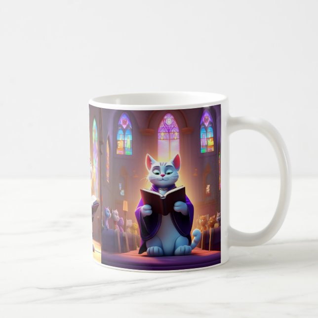 Church Cat Fun Mug. Coffee Mug (Right)
