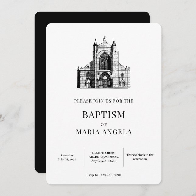 Church Cathedral minimalist  Invitation (Front/Back)
