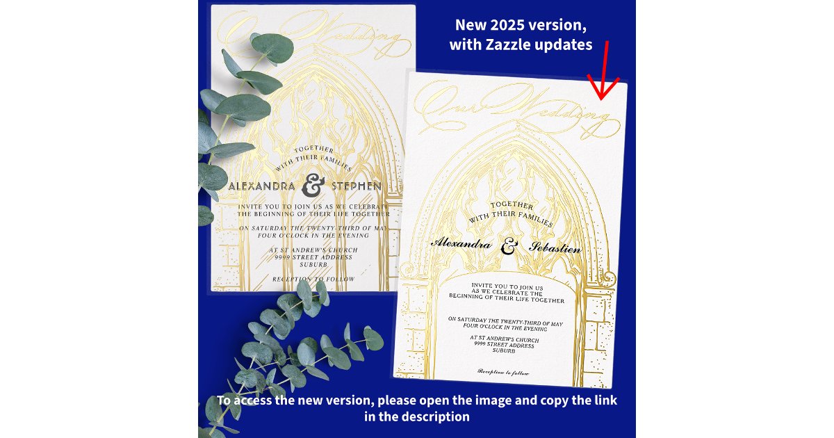 Church Ceremony Celebration, Modern Script Wedding Foil Invitation | Zazzle