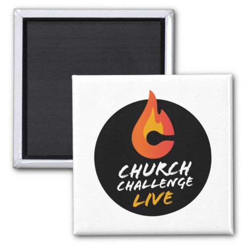 CHURCH CHALLENGE LIVE Orange Flamed C Square Magnet